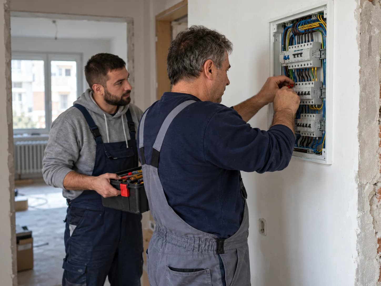 Električari povezuju i uređuju razvodnu tablu u stanu